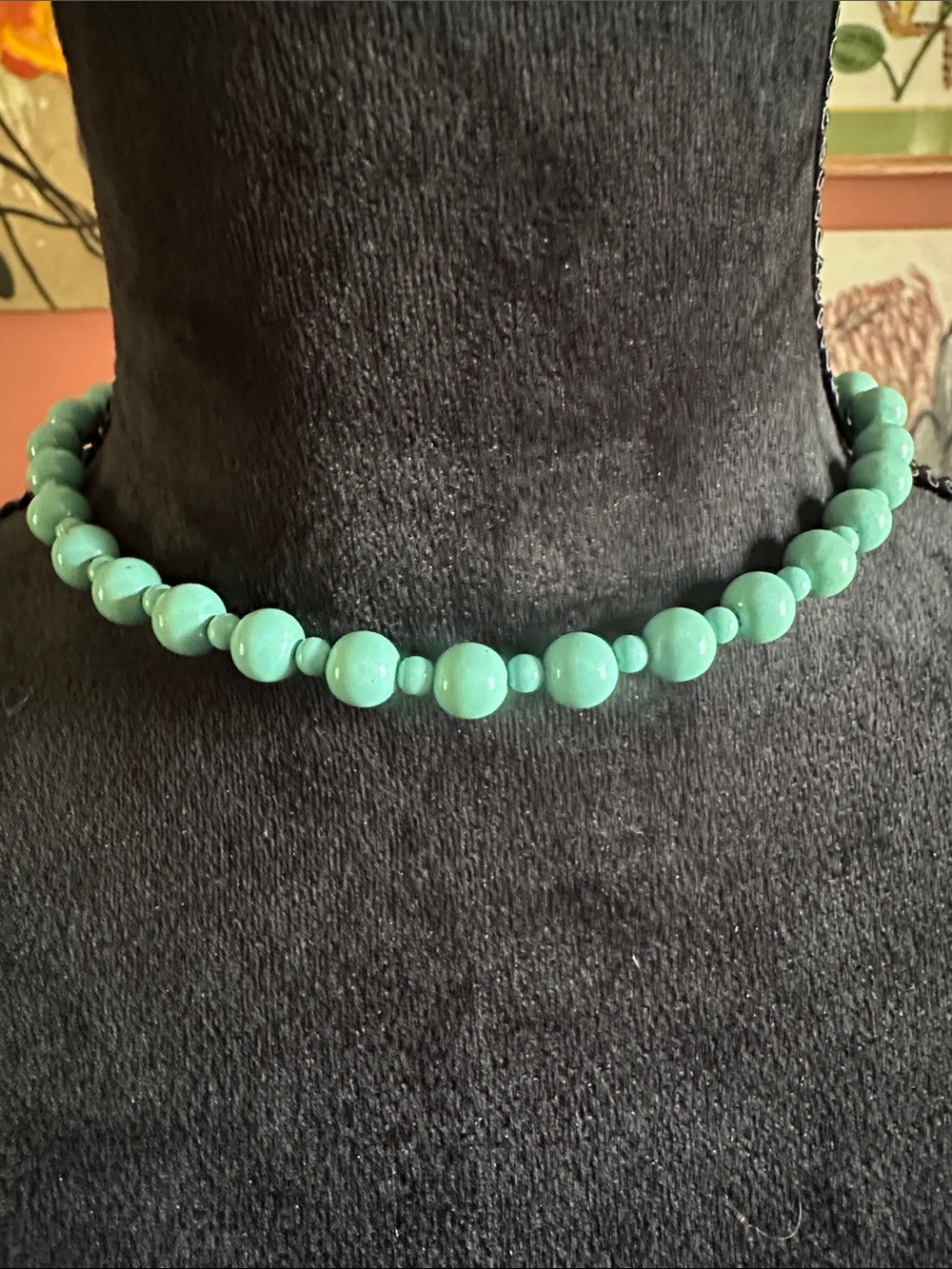 Vintage Turquoise Bead Choker Necklace - Women Jewelry